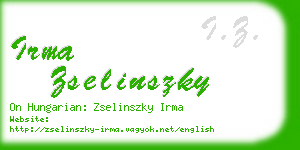 irma zselinszky business card